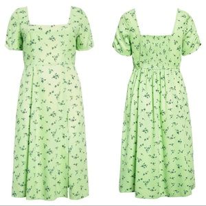 NWT Leith Green Square Neck Floral Maxi Dress
